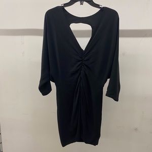 Black Rouched Cocktail Dress with Back Cutout